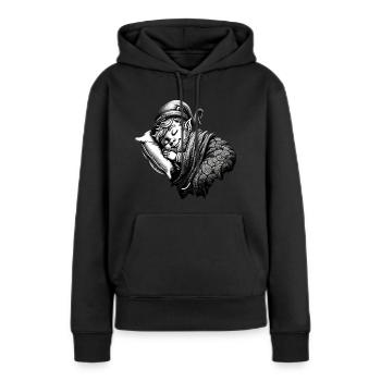 Schlafender Leprechaun (Irischer Kobold) - Frauen Premium Bio Hoodie - Schwarz - Vorne - Julia (174cm)