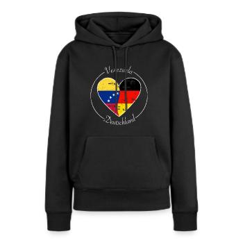 Venezuela und Deutschland Herz Logo weiß - Frauen Premium Bio Hoodie - Schwarz - Vorne - Julia (174cm)