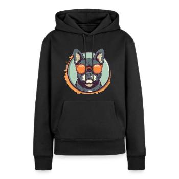 Französische Bulldogge Sonnenbrille - Frauen Premium Bio Hoodie - Schwarz - Vorne - Julia (174cm)