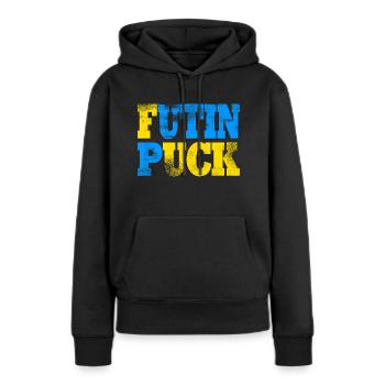 Puck Futin - Frauen Premium Bio Hoodie - Schwarz - Vorne - Julia (174cm)