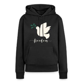 Friedenstaube Freedom - Frauen Premium Bio Hoodie - Schwarz - Vorne - Julia (174cm)