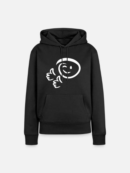 Gezicht knipoogt, toont twee duimen omhoog. Emoticon. - Vrouwen Premium Bio hoodie - zwart