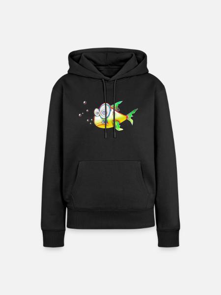 Fisch lustig Kinder Geschenk - Frauen Premium Bio Hoodie - Schwarz