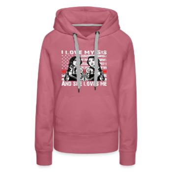 J’aime mon sis - Sweat à capuche Premium bio Femme - mauve - Devant - Isabella (175cm)
