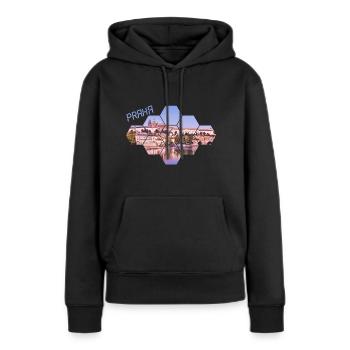 Prag Maske praha mask - Frauen Premium Bio Hoodie - Schwarz - Vorne - Julia (174cm)
