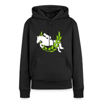 Springreiter mit Lorbeer 2C - Farbwechsel - Frauen Premium Bio Hoodie - Schwarz - Vorne - Julia (174cm)