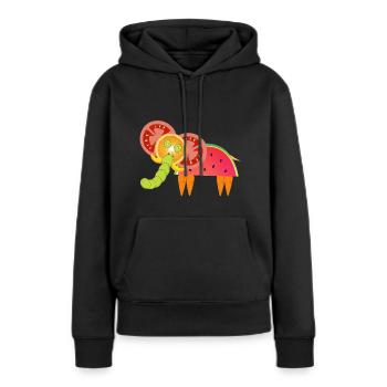 Vegetarischer Elefant - Frauen Premium Bio Hoodie - Schwarz - Vorne - Julia (174cm)