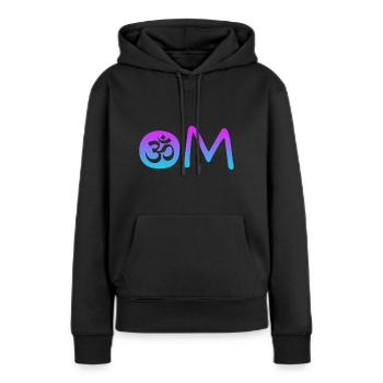 Om - Frauen Premium Bio Hoodie - Schwarz - Vorne - Julia (174cm)