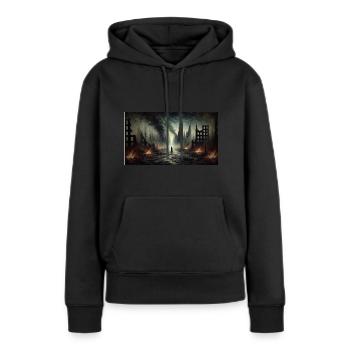 Ruines post-apocalyptiques - Sweat à capuche Premium bio Femme - noir - Devant - Julia (174cm)