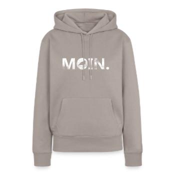 Moin - Frauen Premium Bio Hoodie - Taupe - Vorne - Julia (174cm)