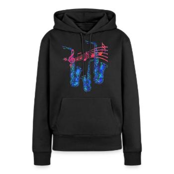 Saxofon - Frauen Premium Bio Hoodie - Schwarz - Vorne - Julia (174cm)