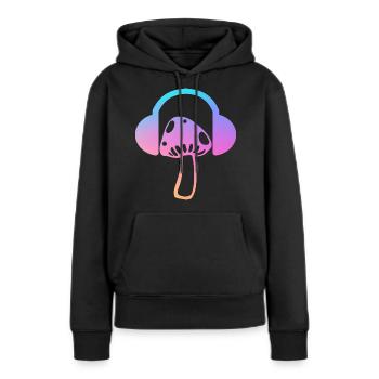 Cadeau du festival Psytrance - Sweat à capuche Premium bio Femme - noir - Devant - Julia (174cm)