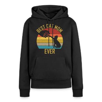 Chat mama chat cat maman amoureux des chats cadeau - Sweat à capuche Premium bio Femme - noir - Devant - Julia (174cm)