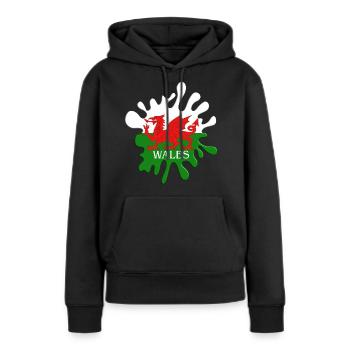 Walisische Flagge - Frauen Premium Bio Hoodie - Schwarz - Vorne - Julia (174cm)