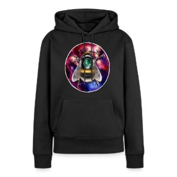 « Bourdon scarabée » - Sweat à capuche Premium bio Femme - noir - Devant - Julia (174cm)