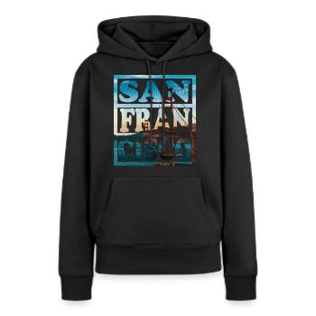 San Francisco - Sweat à capuche Premium bio Femme - noir - Devant - Julia (174cm)