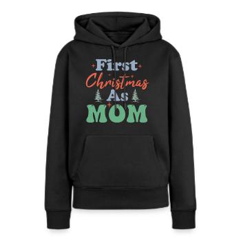 Premier Noël en tant que Maman Erstes Weihnachten als Mama - Sweat à capuche Premium bio Femme - noir - Devant - Julia (174cm)