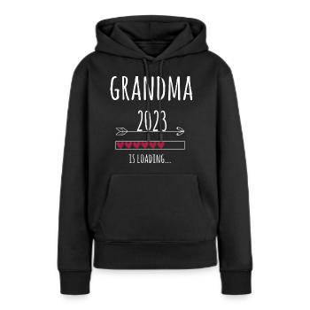La future grand-mère 2023 sera invitée Grand-mère - Sweat à capuche Premium bio Femme - noir - Devant - Julia (174cm)