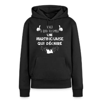 Martiniquaise qui déchire Cadeau Femme Soeur Maman - Sweat à capuche Premium bio Femme - noir - Devant - Julia (174cm)