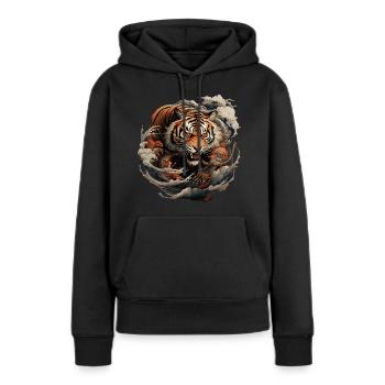 Traditioneller asiatischer Tiger - Frauen Premium Bio Hoodie - Schwarz - Vorne - Julia (174cm)