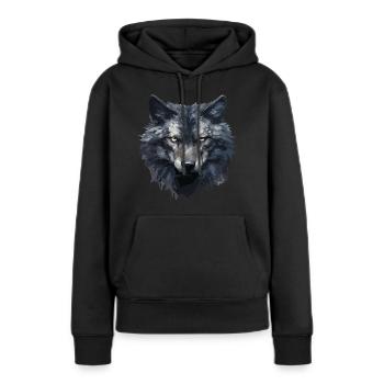 Design de loup cool - Sweat à capuche Premium bio Femme - noir - Devant - Julia (174cm)