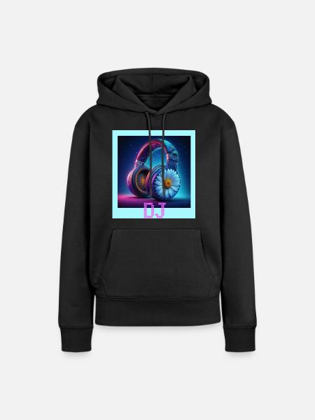 DJ - Frauen Premium Bio Hoodie - Schwarz
