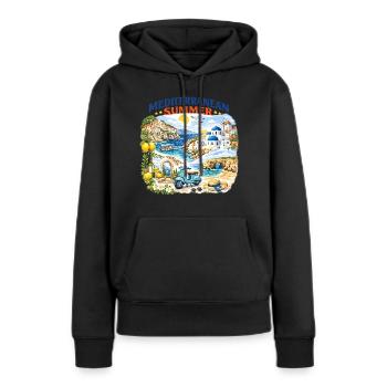 Mittelmeer-Sommer-Mosaik - Frauen Premium Bio Hoodie - Schwarz - Vorne - Julia (174cm)
