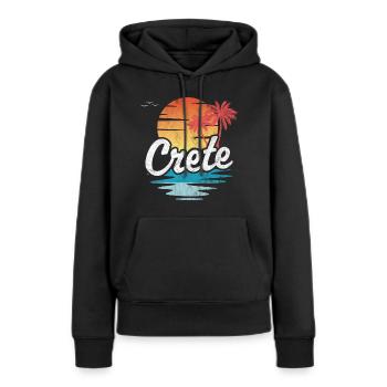 Crète - Sweat à capuche Premium bio Femme - noir - Devant - Julia (174cm)