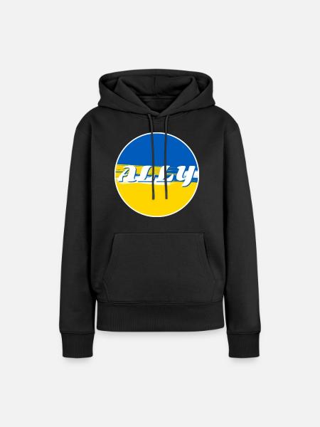 Ally Ukraine - Frauen Premium Bio Hoodie - Schwarz