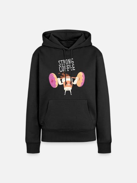 Strong Coffee - Lifting Donut Weights - Frauen Premium Bio Hoodie - Schwarz