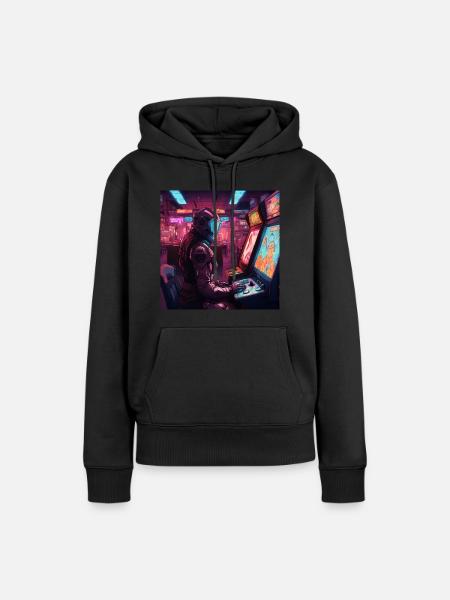 RetroGaming - Frauen Premium Bio Hoodie - Schwarz