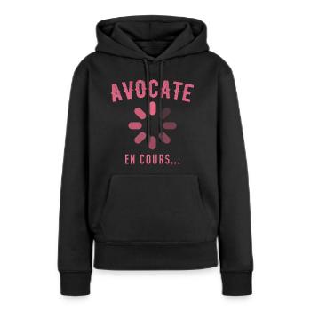 Avocate en cours - Sweat à capuche Premium bio Femme - noir - Devant - Julia (174cm)