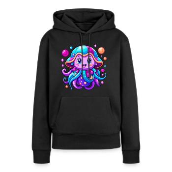 Méduse mignonne - Sweat à capuche Premium bio Femme - noir - Devant - Julia (174cm)