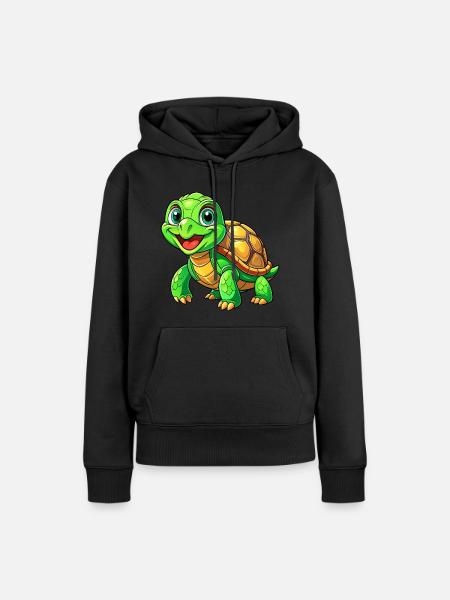 Mega süße Schildkröte - Frauen Premium Bio Hoodie - Schwarz