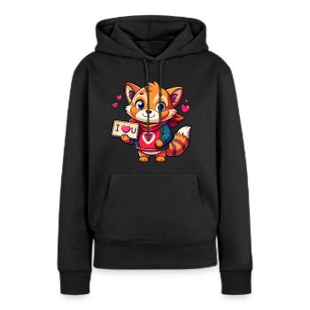 Message d’amour porteur d’animal - Sweat à capuche Premium bio Femme - noir - Devant - Julia (174cm)