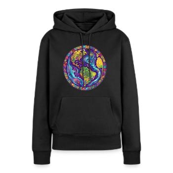 Unser Planet Erde - Frauen Premium Bio Hoodie - Schwarz - Vorne - Julia (174cm)