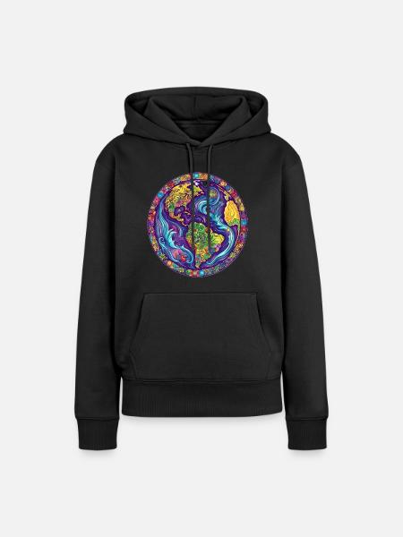Unser Planet Erde - Frauen Premium Bio Hoodie - Schwarz