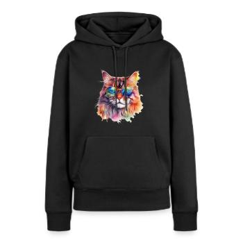 Cool colorful Maine Coon cat with sunglasses - Women’s Premium Organic Hoodie - black - Front - Julia (174cm)