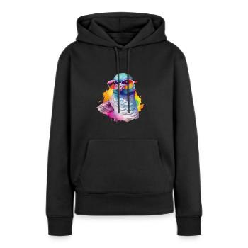 Colorful cool pigeon with sunglasses - Women’s Premium Organic Hoodie - black - Front - Julia (174cm)