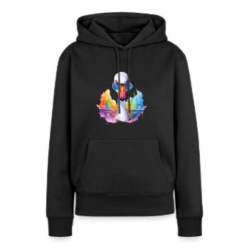 Cygne frais coloré avec des lunettes de soleil - Sweat à capuche Premium bio Femme - noir - Devant - Julia (174cm)