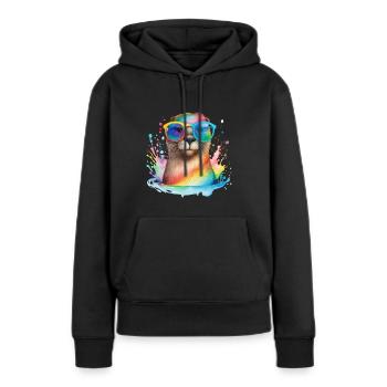 Colorful cool otter with sunglasses - Women’s Premium Organic Hoodie - black - Front - Julia (174cm)
