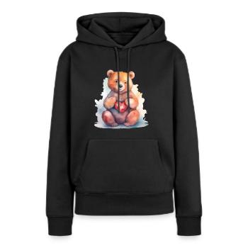 Cute & cute bear with heart love brown bear - Women’s Premium Organic Hoodie - black - Front - Julia (174cm)