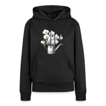 Blumen Blüten Orchidee Weiß Hochzeit Gießkanne - Frauen Premium Bio Hoodie - Schwarz - Vorne - Julia (174cm)