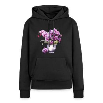 Pflanzen Blumen Blüten Orchidee Pink Rosa Hochzeit - Frauen Premium Bio Hoodie - Schwarz - Vorne - Julia (174cm)