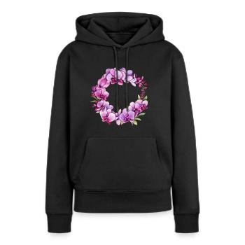 Blumenkranz Blüten Orchidee Pink Rosa Hochzeit - Frauen Premium Bio Hoodie - Schwarz - Vorne - Julia (174cm)