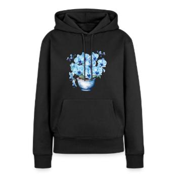 Blüten Pflanzen Blaue Blumen Orchidee Hochzeit - Frauen Premium Bio Hoodie - Schwarz - Vorne - Julia (174cm)