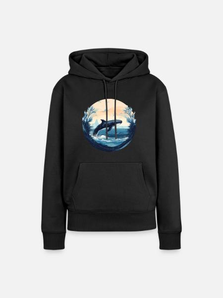 Wal - Frauen Premium Bio Hoodie - Schwarz