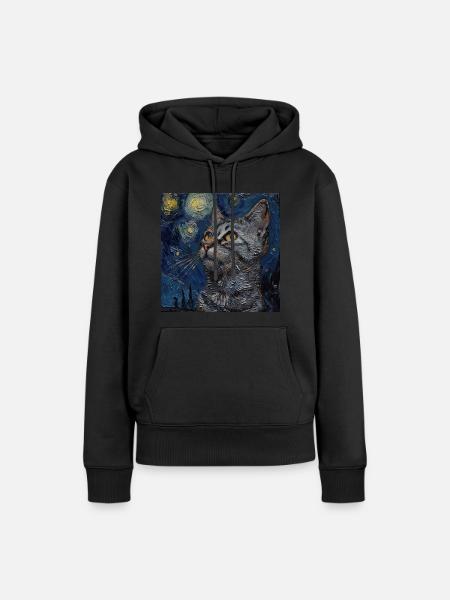 Katze, katzenmotiv, - Frauen Premium Bio Hoodie - Schwarz