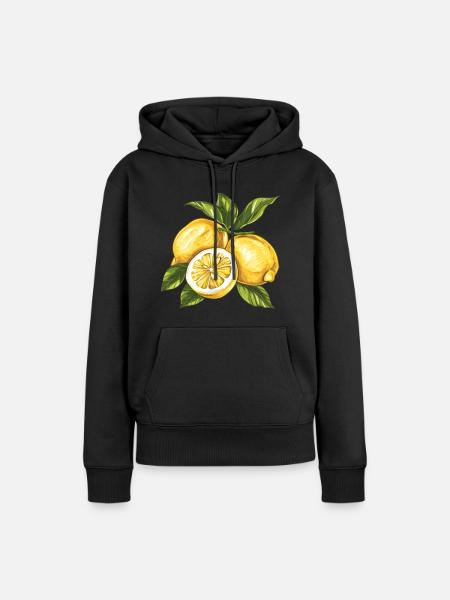 Zitronen Lemon - Frauen Premium Bio Hoodie - Schwarz