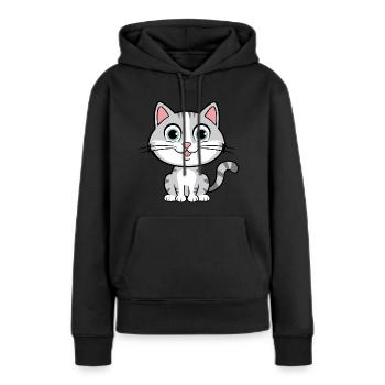 Chat mignon - Sweat à capuche Premium bio Femme - noir - Devant - Julia (174cm)
